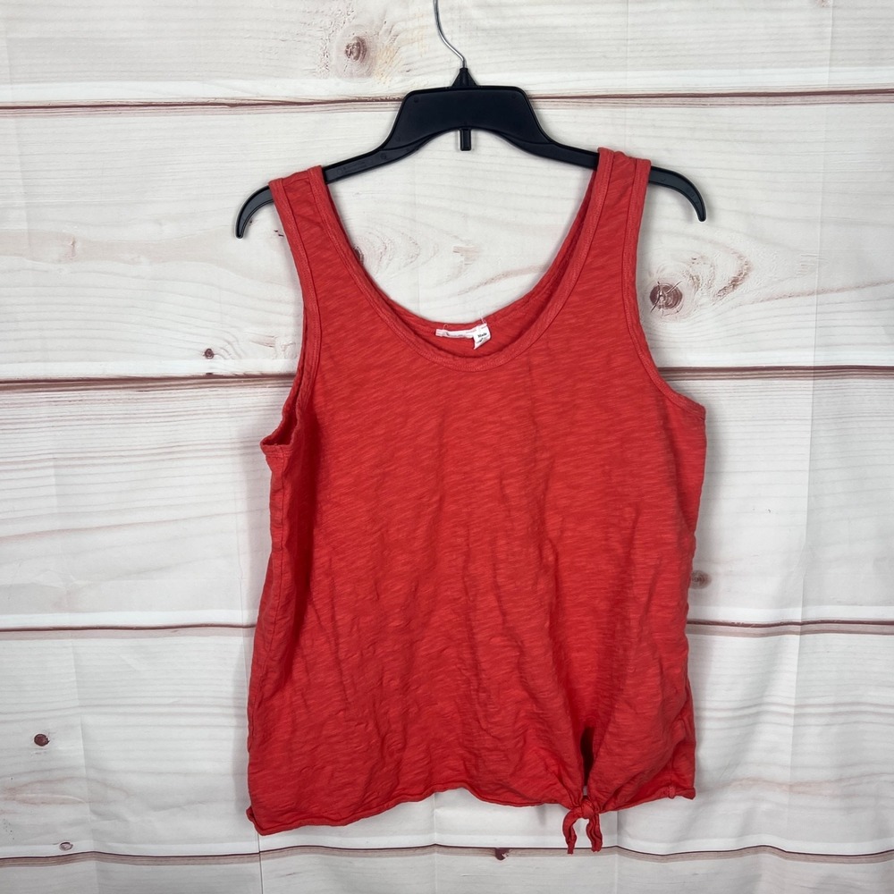 Wilt Top Womens Medium Orange Scoop Neck Tank Tie‎ Waist Cotton Slub Knit Solid
